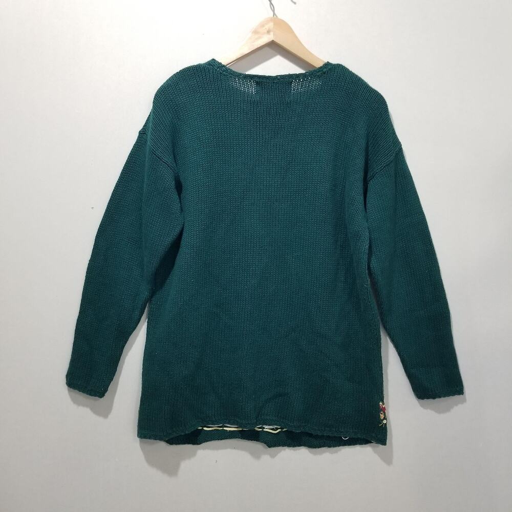 Vintage Tiara International Sweater Womens Medium Green Santa Christmas Tree 90s - Picture 2 of 8
